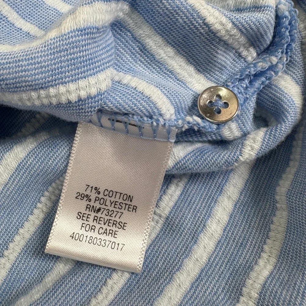 Croft & Barrow Women's XL Blue Striped Embroidered 3/4 Slv‎ Button Cuff Knit Top - Picture 6 of 12